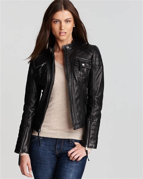 womens michael kors leather jacket|Michael Kors leather jacket sale.